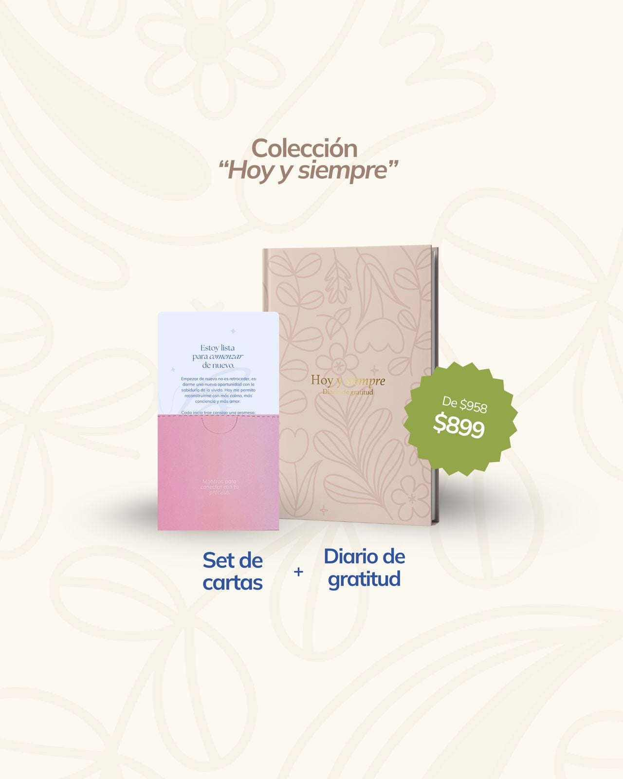Kit bienestar - Diario de gratitud + deck de mantras