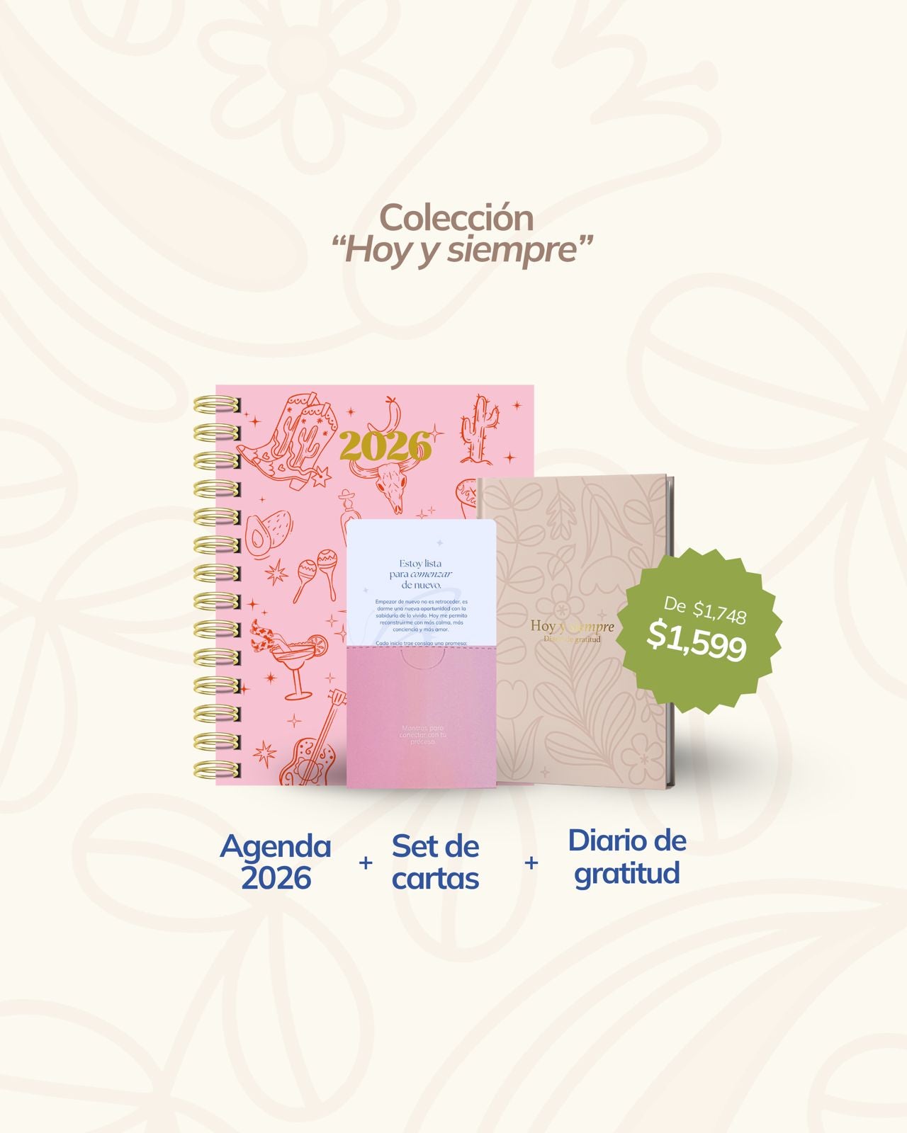 Trilogía del Bienestar - Agenda 2026 + Diario de gratitud + Deck de mantras